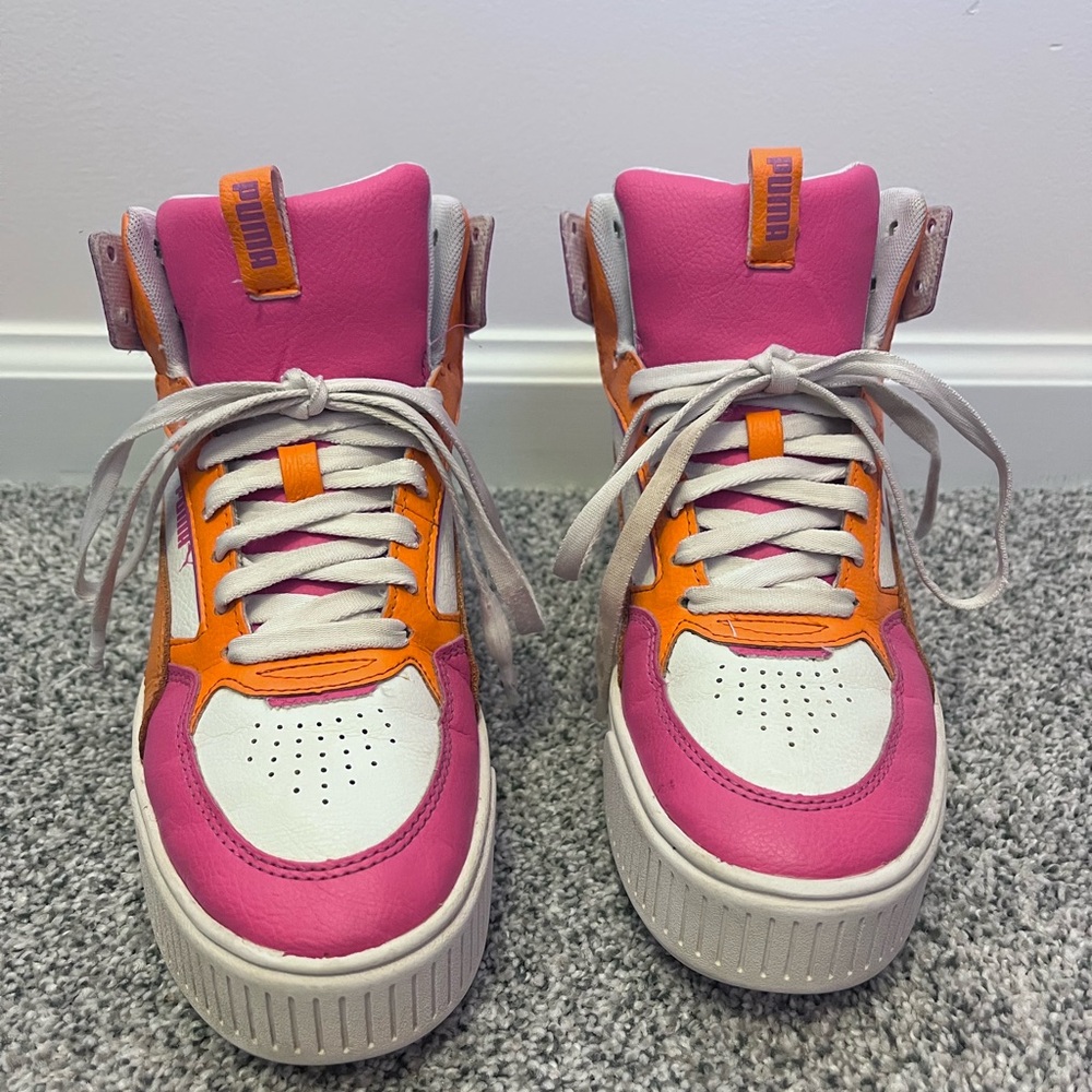 Puma Pink and Orange Women's Platform Sneakers
